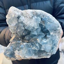 6.1lb Large Natural Blue Celestite Crystal Geode Quartz Cluster Mineral Specimen picture