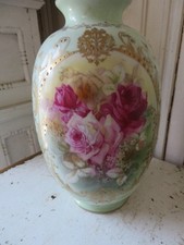 Old Vintage HAND PAINTED PORCELAIN VASE Pink Roses Royal Bayreuth Bavaria picture