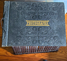 Vintage Embossed Leather Photograph Album, Cabinet Card Format, Family 1925-49 picture