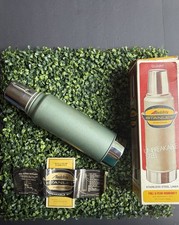Vintage 1976 Aladdin Stanley Thermos 1 Quart Green Original Box Label Warranty  picture