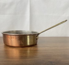 Vintage Copper Pot/Sauce Saute Pan Brass Handle Tin Lined picture