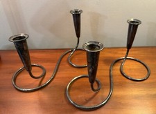 Gunter Kupetz WMF Germany Silver plate Candle Holders Sticks pair set 1950’s MCM picture