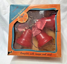 1960's Twinkling Illuminated 3 Bell Cluster In Orignal Box Working picture