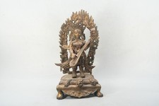 Tibetan Bronze Saraswati Statue, Goddess Wisdom Sculpture, Antique Himalayan Art picture
