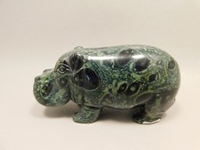 Hippopotamus Stone Figurine 4 inch Kabamba Jasper Animal Carving #O159 picture