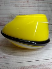 Rare Kato Kogei Fujimori Collection Yellow Black White Spiral Glass Vase 1980's picture