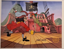 🏴 Disney Peter Pan Duels Capt Hook Jolly Roger Disney Cel Sericel signed Davis picture