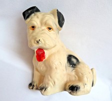 Vintage 1940's Carnival Chalkware Terrier Dog Figurine picture