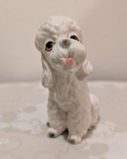 Vintage Lefton White Poodle Figurine Sitting 4.0” Puppy Dog Ceramic H 8081 picture