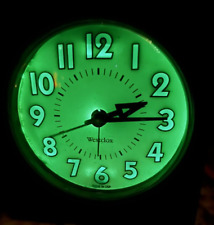 Vintage Westclox Clock Glowing Green Numbers Second Hand Electric Alarm Time picture