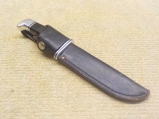 Vintage BUCK HUNTING KNIFE 119 U.S.A Fixed Blade, Original Black Leather Sheath picture
