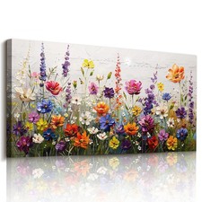 Imjiayu Colorful Wildflower Canvas Wall Art, Abstract Floral Meadow Print picture