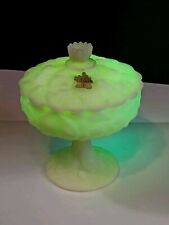 VTG Fenton Custard Water Lily Compote Candy Dish-Original Fenton Tag-Great Cond. picture