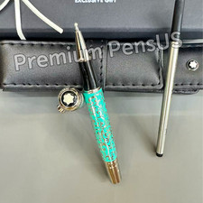 MONTBLANC Turquoise Pattern Silver-Tone Rollerball Pen Rare Luxury Gift picture