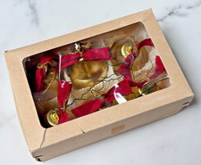 Vintage HORCHOW COLLECTION West  Germany 6 Gold Bell Ornaments, Metal, BOXED picture