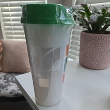 7-Eleven Convenience Travel Cup 16oz NEW Sealed  Whirley Refillable  Green Lid  picture