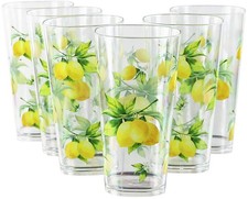 Reston Lloyd Calypso Basics Fresh Lemons 19 Oz Acrylic Drinkware Set Of 6 picture