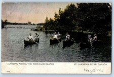1906 Thousand Islands New York Postcard Canoeing St. Lawrence River Sailing Boat picture