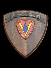 Vintage 5th Marine Division USMC Wood Shield Trophy Pair 1968 1969 Vietnam Era picture