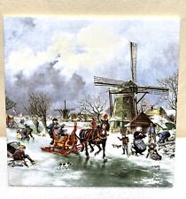Vintage Royal Mosa Holland Tile 6”x6” Hand Decorated By Ter Steege bv Winter picture