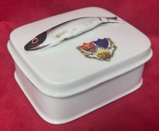 Antique Victoria Czecho-Slovakia Porcelain Lidded Sardine Box 4-3/4