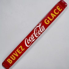 Vintage Coca Cola French Canadian Buvez Glace Porcelain Sign Door Push Soda Pop picture