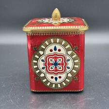 Vintage Baret Ware Gold/Red Decorative Biscuit Tin- Made in England 6” x 4.5” picture