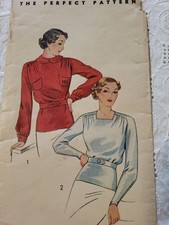 1930s Pictorial Review #8032 Blouse Sewing Pattern  Sz 14 B 32 Factory Folded picture