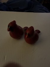 Red Cardinal Bird Salt & Pepper Shakers Set (2) Porcelain Ceramic Figurines picture