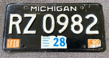 RARE 1990's MICHIGAN 5 YEAR COMMERCIAL BLACK LICENSE PLATE LOWER DIGIT TOUGH  picture