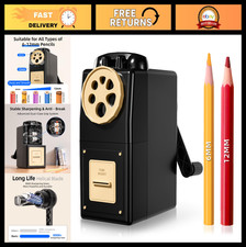 Heavy Duty Manual Hand Crank Pencil Sharpener - Desktop, Black, Durable & Effici picture