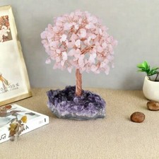 Rose Quartz Tree Of Life with Amethyst Base Large Crystal Tree Home Decor Gift picture