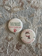 Vintage Hudson’s Store Employee Santa Bear Pins 1985 And 1986 picture