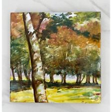 Hand Painted & Glazed Tile Autumn Landscape Forest 8