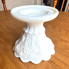 Westmoreland White Milk Glass Pedestal Vase Grape & Leaf picture