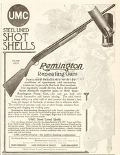 1910 Remington Pump Gun Shotgun UMC Steel Lined Shot Shells Vintage Hunting Ad picture