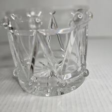 Vintage Teleflora 24% Clear Lead Crystal Glass Drum Dish Candy Vase Decor Gift picture