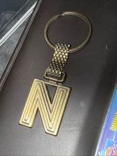 Vintage 1980s Name Tag Plate Solid Metal Keychain Key Chains USA N n Letter picture