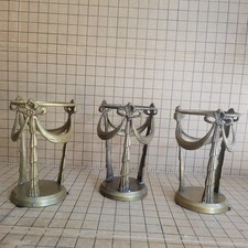Set of 3 Hosley Vintage Floral Victorian Rose Vase w/ Stand Brass Finish... picture