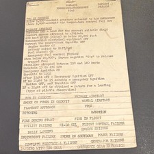 Original 1958 North American FJ-3 Fury Pilot Cockpit Emergency Procedures Card picture