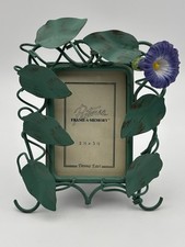 Vtg Dennis East Metal Picture Frame Purple Flower Vine 2.5