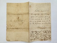 1838 antique MILITARY MEDICAL EXEMPT LETTER new haven ct AMOS BARNES nathan ives picture