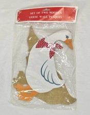 Vintage Wooden Geese Wall Plaques Set of 2 Farmhouse Country Decor NIP picture