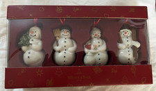 NIB Set 4 Villeroy & Boch Ceramic Nostalgic Ornaments Snowman Christmas 2 1/2” picture