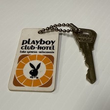 Vintage Playboy Club-Hotel Lake Geneva Resort Lodge Room Key & Fob HEFNER BUNNY picture
