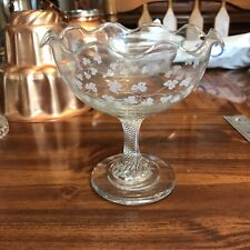 Eamon Glass Ireland Irish ruffle pedestal candy Dish Clovers glass picture