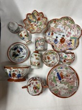 12 vintage Japanese KUTANI geisha Porcelain/￼tea cups/aucers/etc. picture