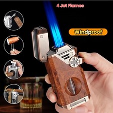 5-in-1 Butane Torch Lighter, Windproof 4 Jet Blue Flames, Adjustable and Refilla picture