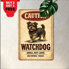 Yorkshire Terrier Dog Warning Sign Metal Plaque Funny Home Guard Decor 8x12 picture