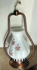 VINTAGE COPPER MILK GLASS LIGHT FIXTURE USED picture